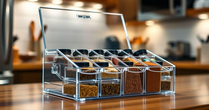 Caixa de Acrílico com Divisórias para Especiarias: Organização e Praticidade na Cozinha